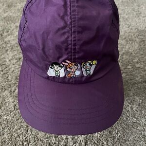 Vintage 2000 Powerpuff Girls Purple Cap Embroidered Y2K Drawstring Rare
